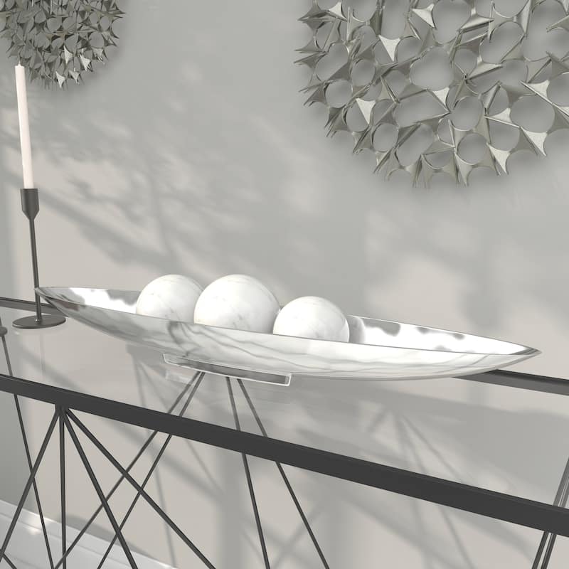 Aluminum Metal Living Room Decor Tray - Silver - Roche River Decor