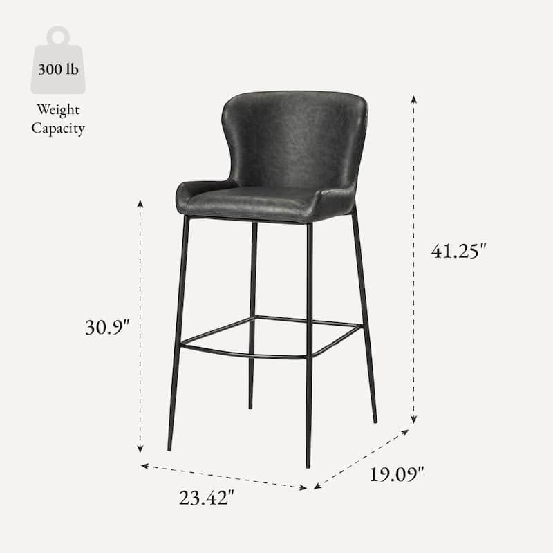 Maven Lane Naomi Metal and Vegan Leather Kitchen Dining Stool