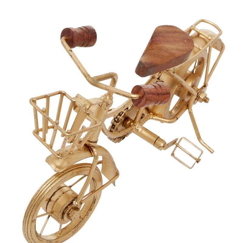 Metal Bike Sculpture with Wood Accents (Set of 2)