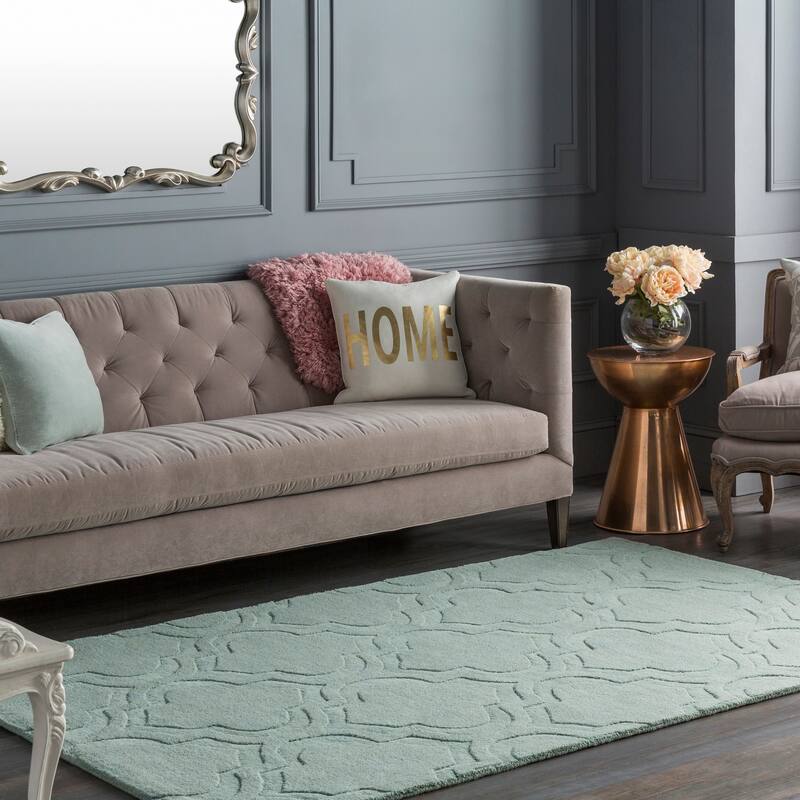 Hand-Woven Ali Tone-on-Tone Moroccan Trellis Wool Rug (6' x 9')