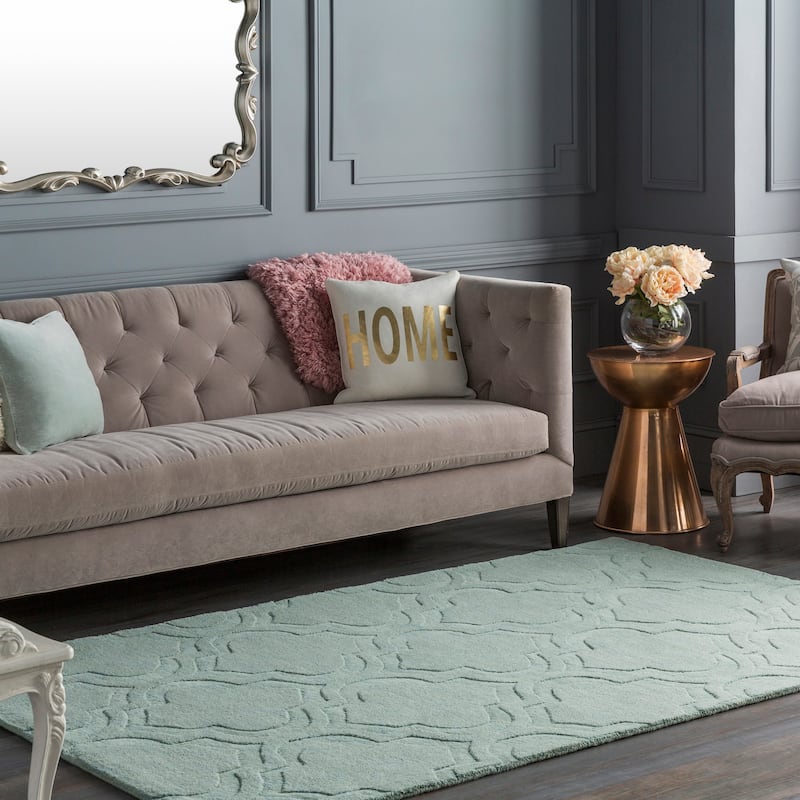 Hand-Woven Ali Tone-on-Tone Moroccan Trellis Wool Rug (9' x 12')