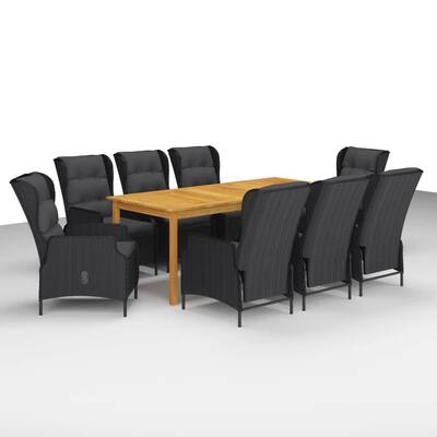 9 Piece Patio Dining Set Dark Gray