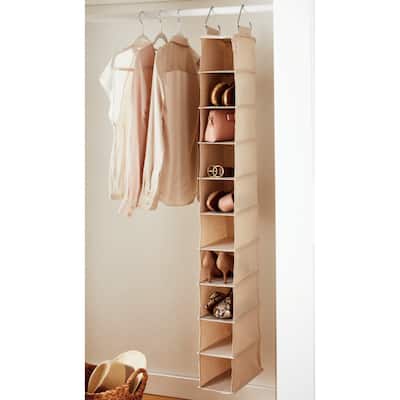 Richard's 10 Shelf Hanging Shoe Organizer - Oyster - Linen-look Fabric