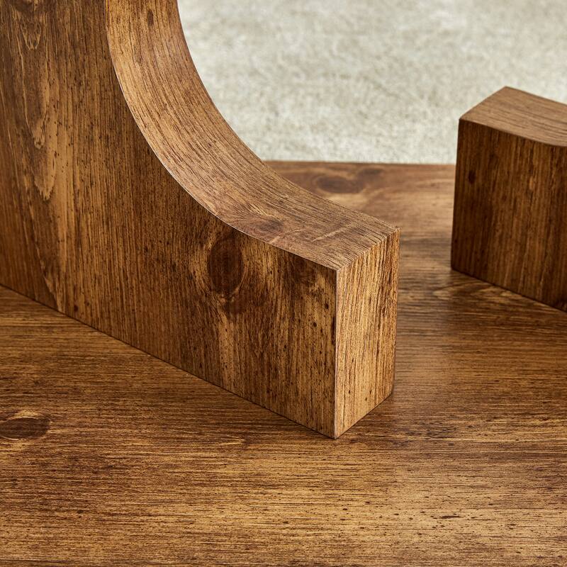 Rectangular Modern And Fashionable Coffee Table With Tempered Glass Tabletop And Wooden Color Mdf Leg