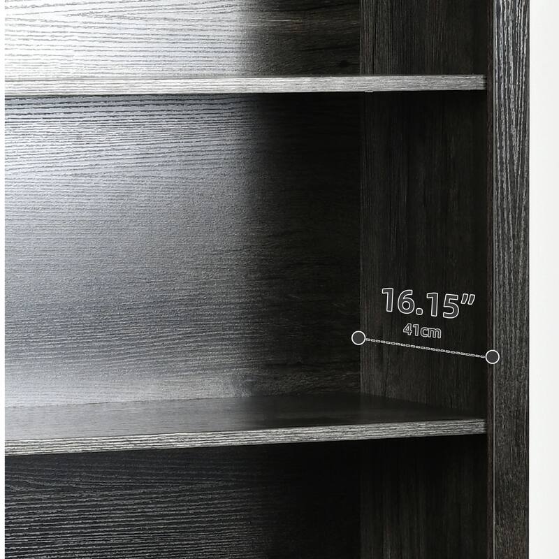 Moasis 5-Tier Open Shelves Bookcase Bookshelf with Acrylic Doors and LED Lights