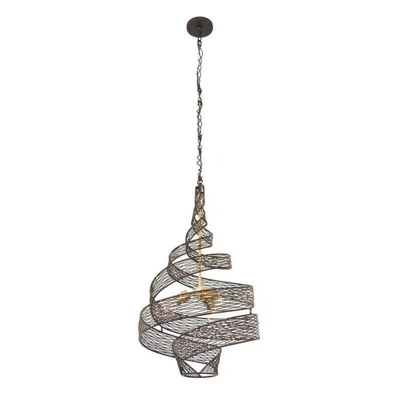 Varaluz Flow 3-Light Twist Pendant - Matte Black/French Gold