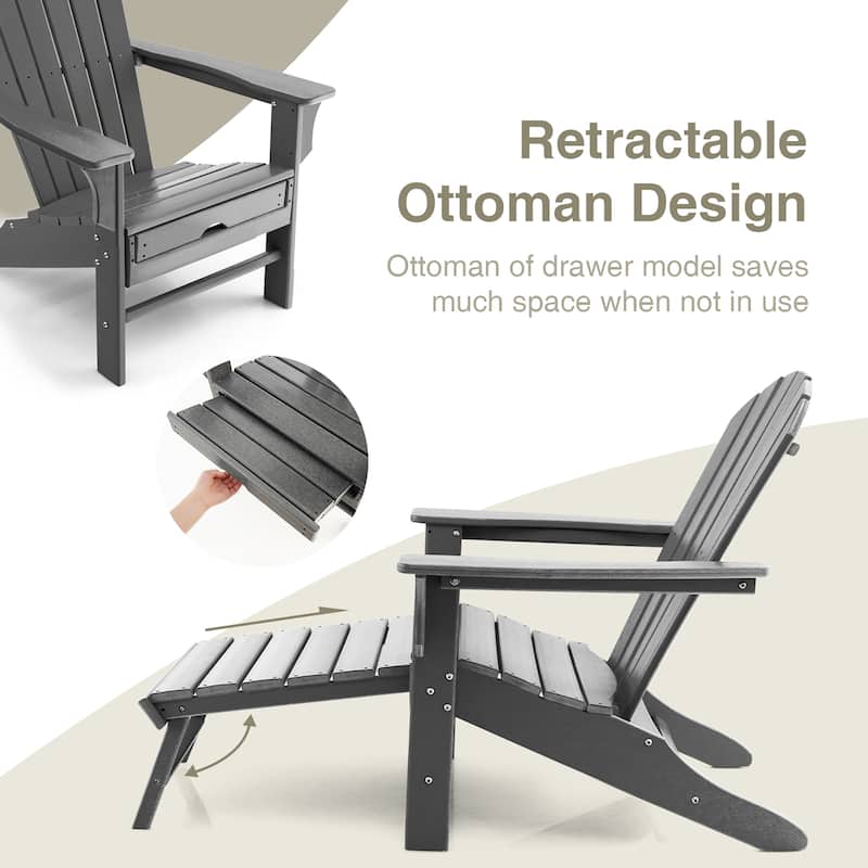 Costway Outdoor Patio HDPE Deck Adirondack Chair Beach Seat - 29''x 53''x 37.5''