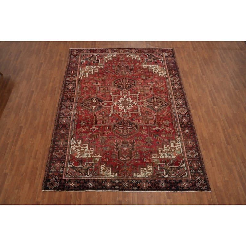 Hand Knotted Oriental 100% Wool Carpet Traditional Medallion Red Heriz Area Rug - 13' 1'' X 9' 6''