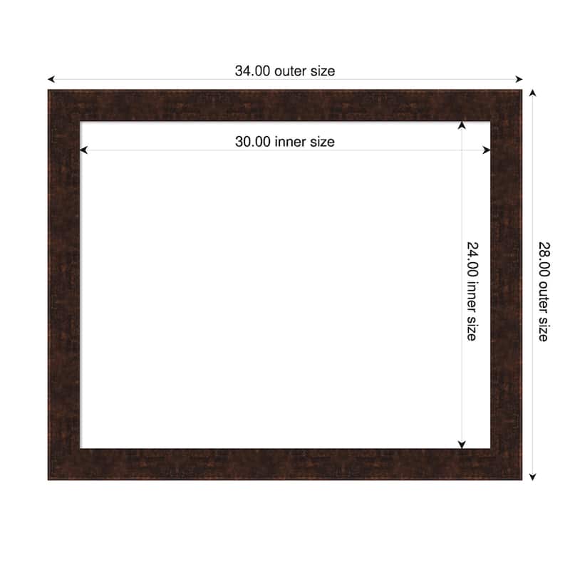 Amanti Art William Mottled Bronze Narrow Framed Dry Erase Magnetic Board - 34 x 28 in
