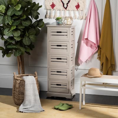 SAFAVIEH Sarina Grey Storage 5-Drawer Cabinet - 16.5" x 12.6" x 46.5"