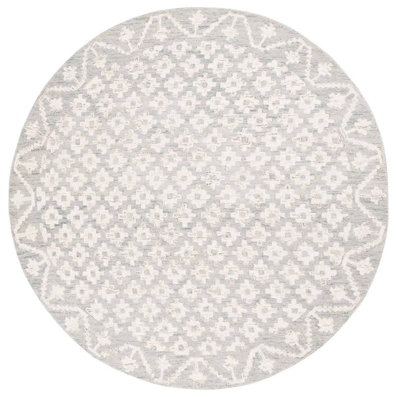 SAFAVIEH Handmade Metro Gulfem Wool Rug - 6' Round - Ivory/Light Blue