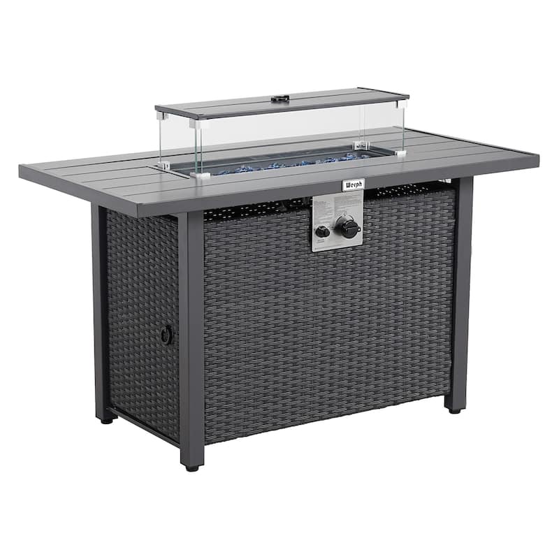 Werph 25"H Gas Fire Pits Table for Patio,Fire Pit Table for Outside,Black - Black - Propane