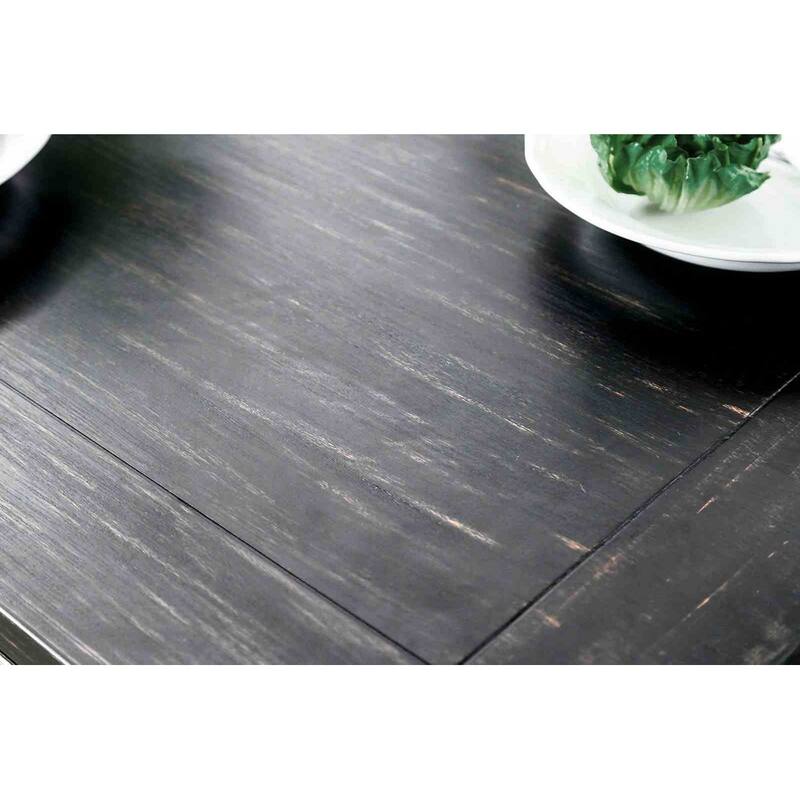 Dining Set 7PC Antique Black Finish Table and Side Chairs