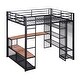 preview thumbnail 7 of 9, Full Size Loft Bed with Storage Iron Mesh and Mdf Shelves, Metal High Loft Bed with Open Wardrobe