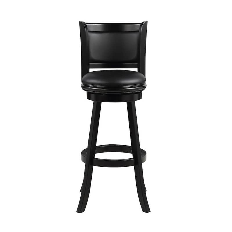 34 Inch Extra Tall Swivel Bar Stool, Wood, Faux Leather - 20 L x 18 W x 47 H