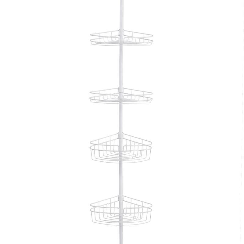 Kenney 4-Tier Spring Tension Adjustable Shower Corner Pole Caddy - White