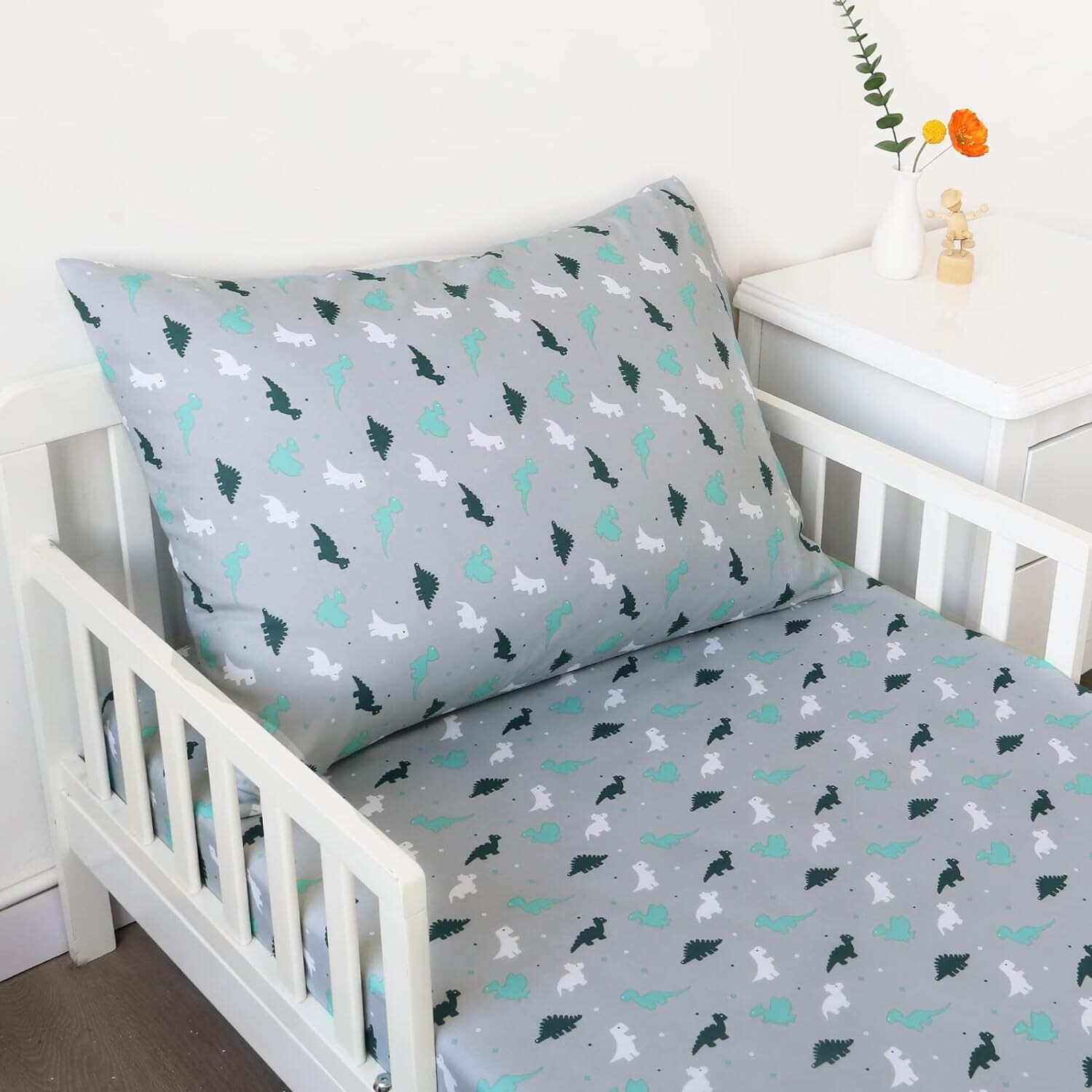 3 Piece Toddler Sheet Set for Kids Includes Crib Mattress Sheet Flat Sheet and Envelope Pillowcase Grey Bed Bath Beyond 39579004
