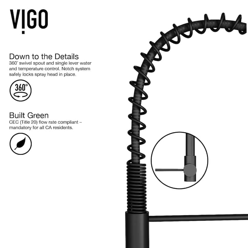VIGO Laurelton 22" H Single Handle Pull-Down Sprayer Kitchen Faucet