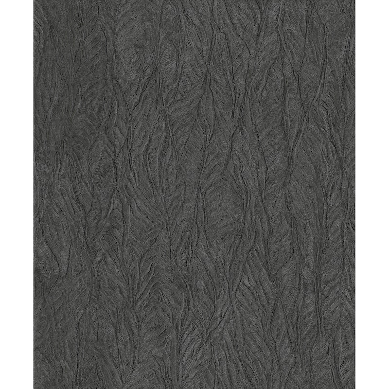 Galerie Wallcoverings Ambiance Leaf Emboss Vinyl on Non-woven Matte Wallpaper Roll - 33 feet x 21 inches - Charcoal
