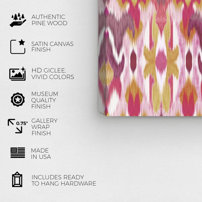 Wynwood Studio Canvas Abstract Journey Ikat Pink and Modern & Contemporary Wall Art Canvas Print