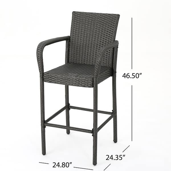 Delfina Outdoor Wicker Barstool (Set of 4) by Christopher Knight Home