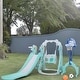preview thumbnail 33 of 32, 5 in 1 Long Slide w/ Basketball Hoops,Football gate,Ringtoss,Swing Set