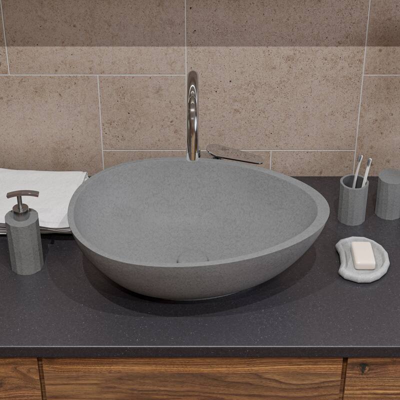ALFI brand ABCO21O 21" Solid Concrete Tear Drop Above Mount Vessel Sink