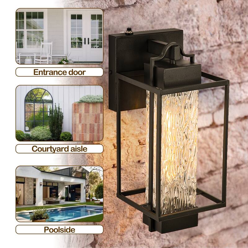 2 Pack Matte Black 1-Light Outdoor Wall Sconce Light Dusk to Dawn