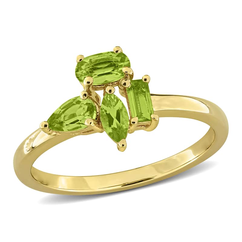 Miadora Multi-Gem Cluster Ring Sterling Silver - 6 - Green