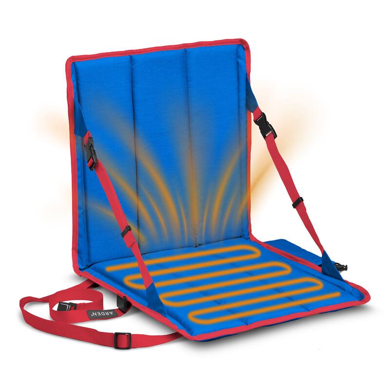 ARDEN Heated Stadium Seat, Foldable, Lightweight With Carrying Strap - Royal Blue/Red