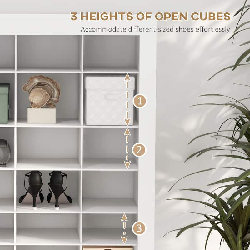 71" Tall Shoe Rack Storage Organizer, Narrow Shoe Cabinet for Entryway with Open Cubes for 36 Pairs, White