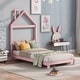 preview thumbnail 65 of 70, Wooden Platform Bed with Wood Slat Support, Modern Solid Wood Kids Bed Frame with House-shaped Headboard, No Box Spring Needed