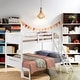 preview thumbnail 9 of 41, Square Design Twin/Full Wood Bunk Bed with Ladder White