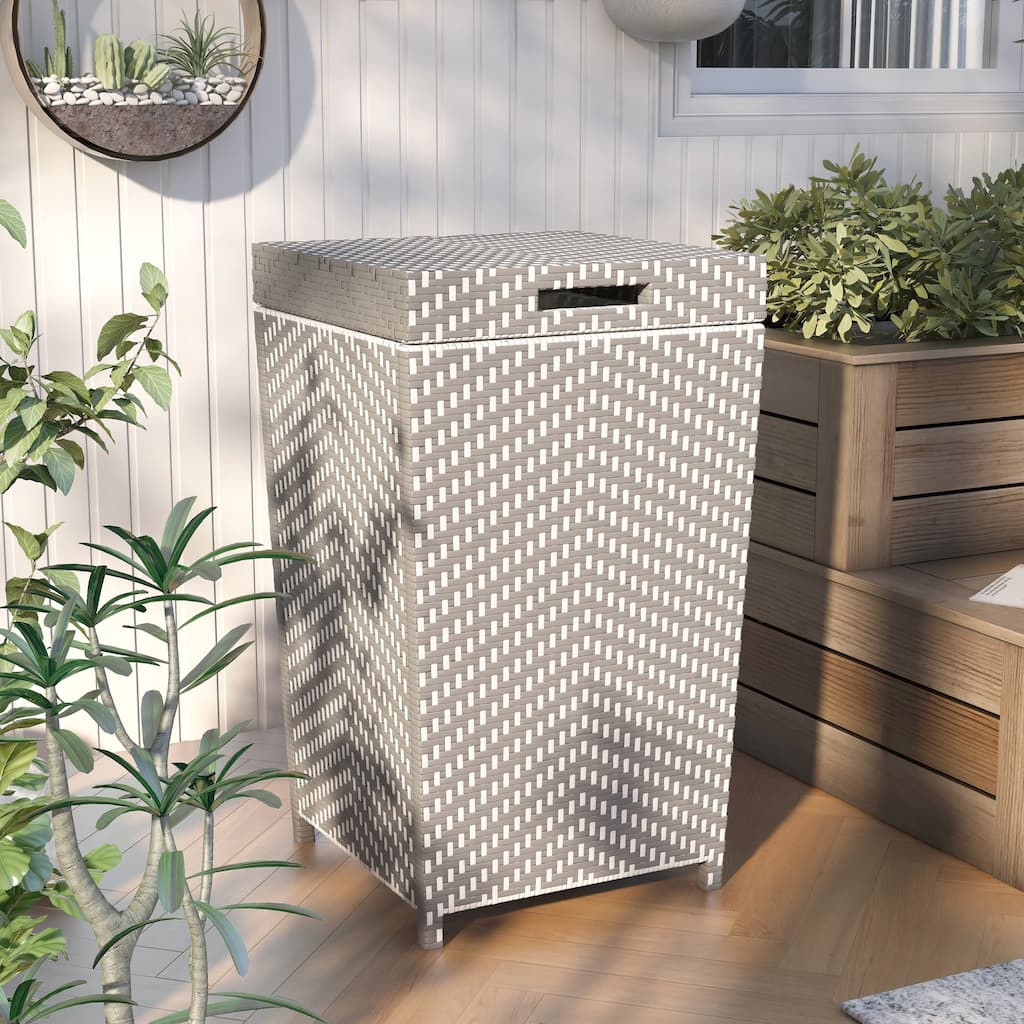 Courtnie Contemporary Wicker Outdoor Poolside Towel Hamper by Furniture of America