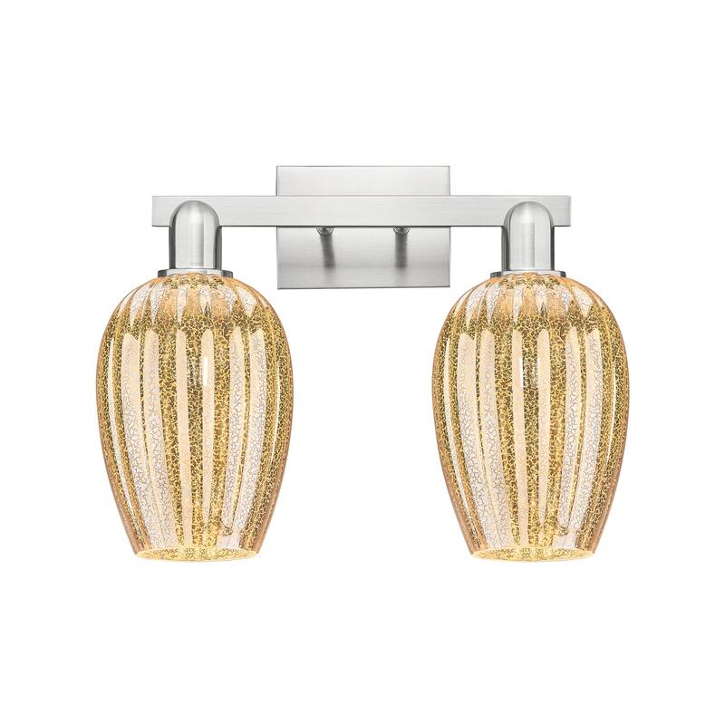 Innovations Lighting Downtown Urban - Preston - 2 Light 16" Flute Shade Bath Vanity Light - Mercury/Brushed Satin Nickel