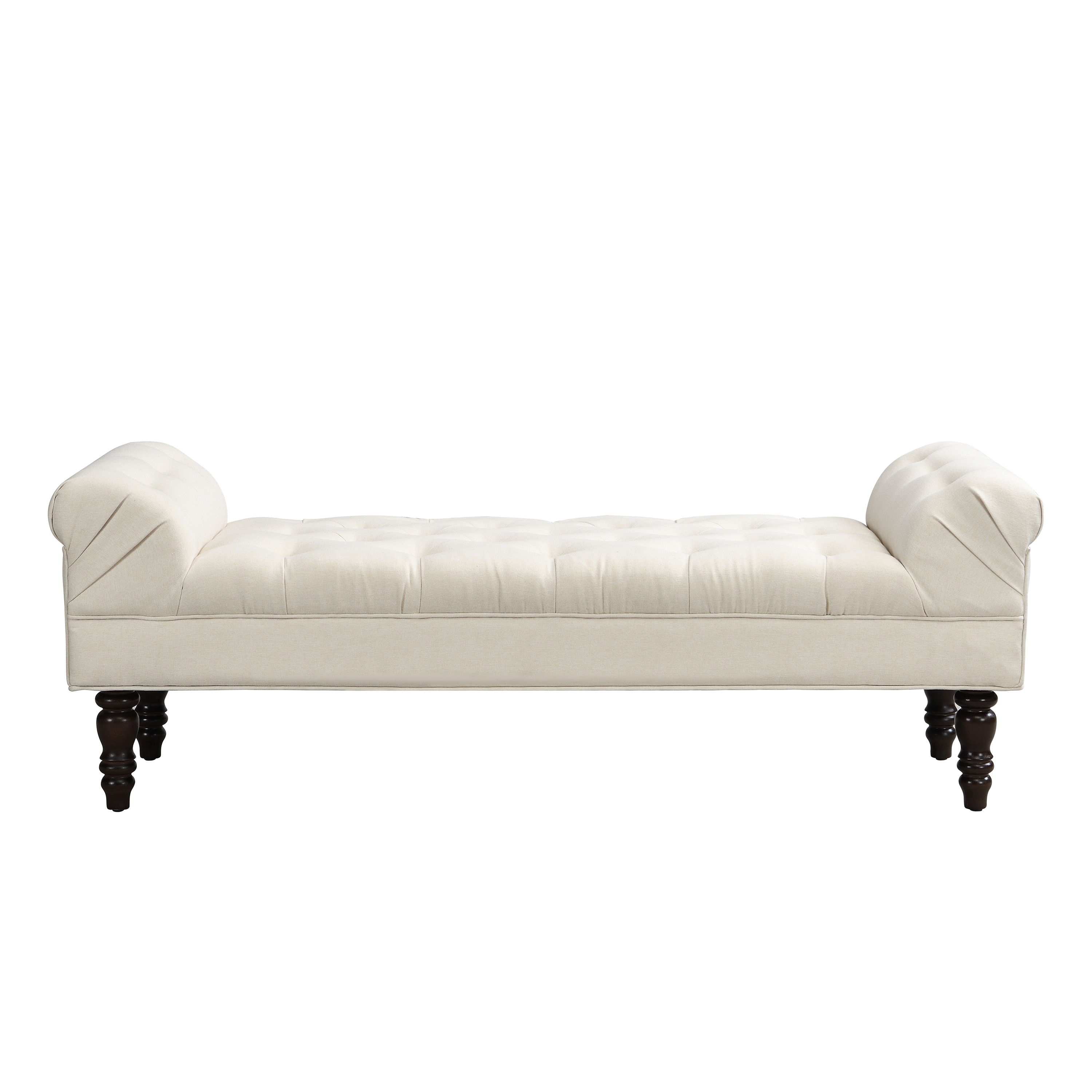 End of Bed Bench Ottoman with Wood Legs, Fabric Bench Indoor Bench Beige Entryway Bench Lounge Bench with Legs