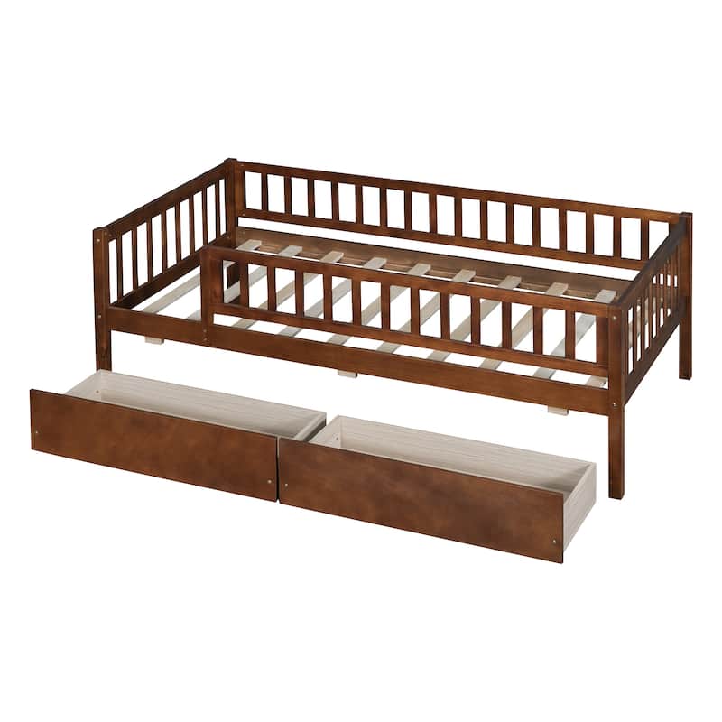 Twin Size Daybed Wood Bed with Two Drawers