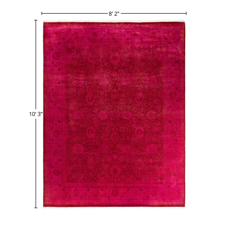Overdyed, One-of-a-Kind Hand-Knotted Area Rug - Pink - 8' 2" x 10' 3"