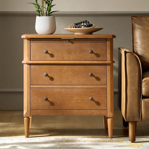 HULALA HOME Griselda Traditional 3-Drawer End Table with Charge