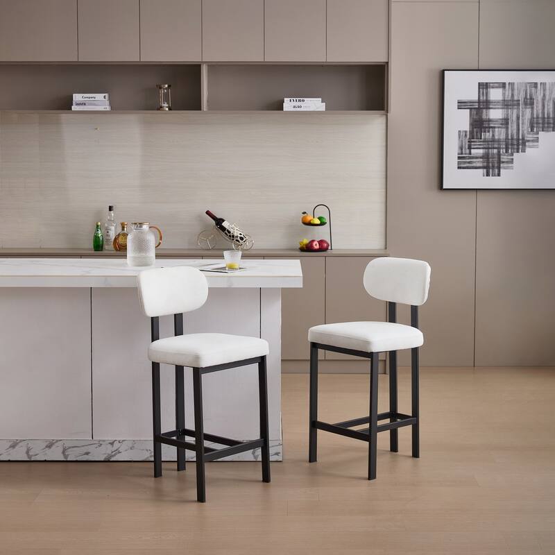 26 inch Modern Upholstered Bar Stools Set of 2