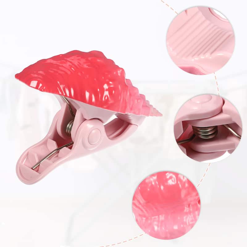 Conch ABS Metal Clothespins for Clothes Pictures 4.65"x2.56"x2.28" 4 Pcs - Pink