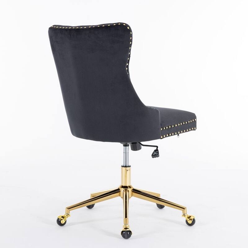 Office Chair with Wheels, Adjustable Height, Velvet Upholstered Tufted Button Computer Desk Chair Swivel