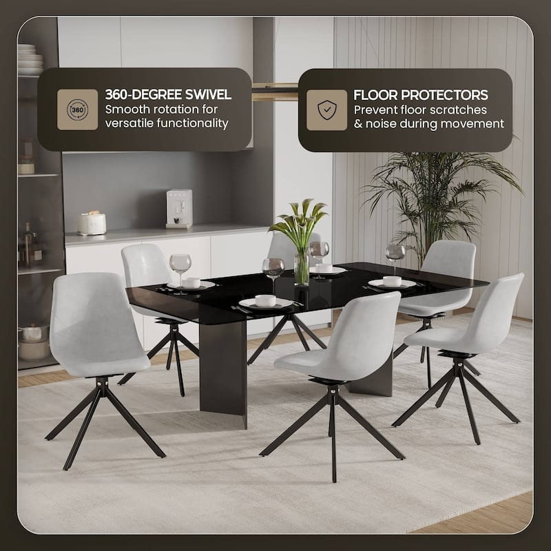 Markley Modern Leather Upholstered Dining Chair with Iron legs, Padded Seat and Backrest, Swivel Accent Side Chair