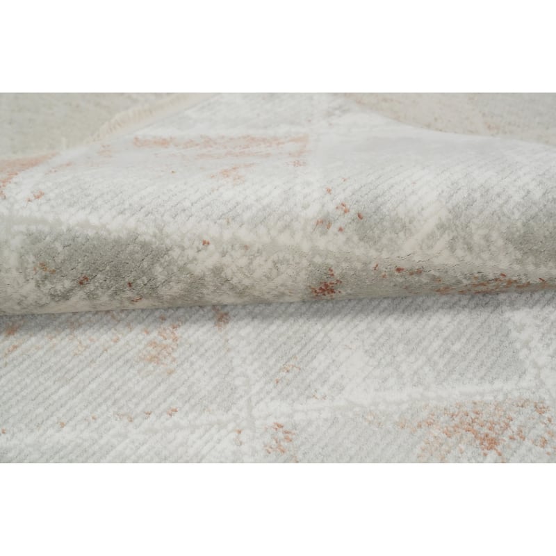 Machine Made Oriental Polyester Carpet Modern Geometric Greys & Charcoal Modern Area Rug - 7' 5'' X 5' 2''
