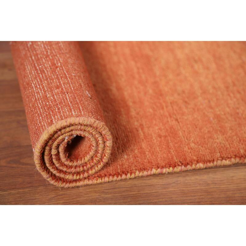Orange Gabbeh Oriental Foyer Rug Handmade Wool Carpet - 3'4"x 4'10"