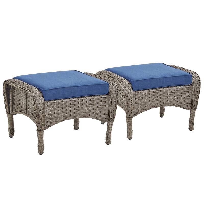 Outside Patio Wicker Ottomans with Cushion