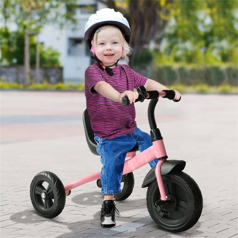 Adjustable Toddler Tricycle with Steel Frame and Bell Mudguard Removable Front Wheel for Indoor or Outdoor