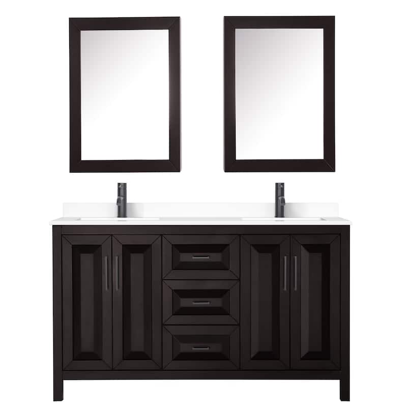 Daria 60 Inch Double Vanity, Cultured Marble Top, Medicine Cabinets
