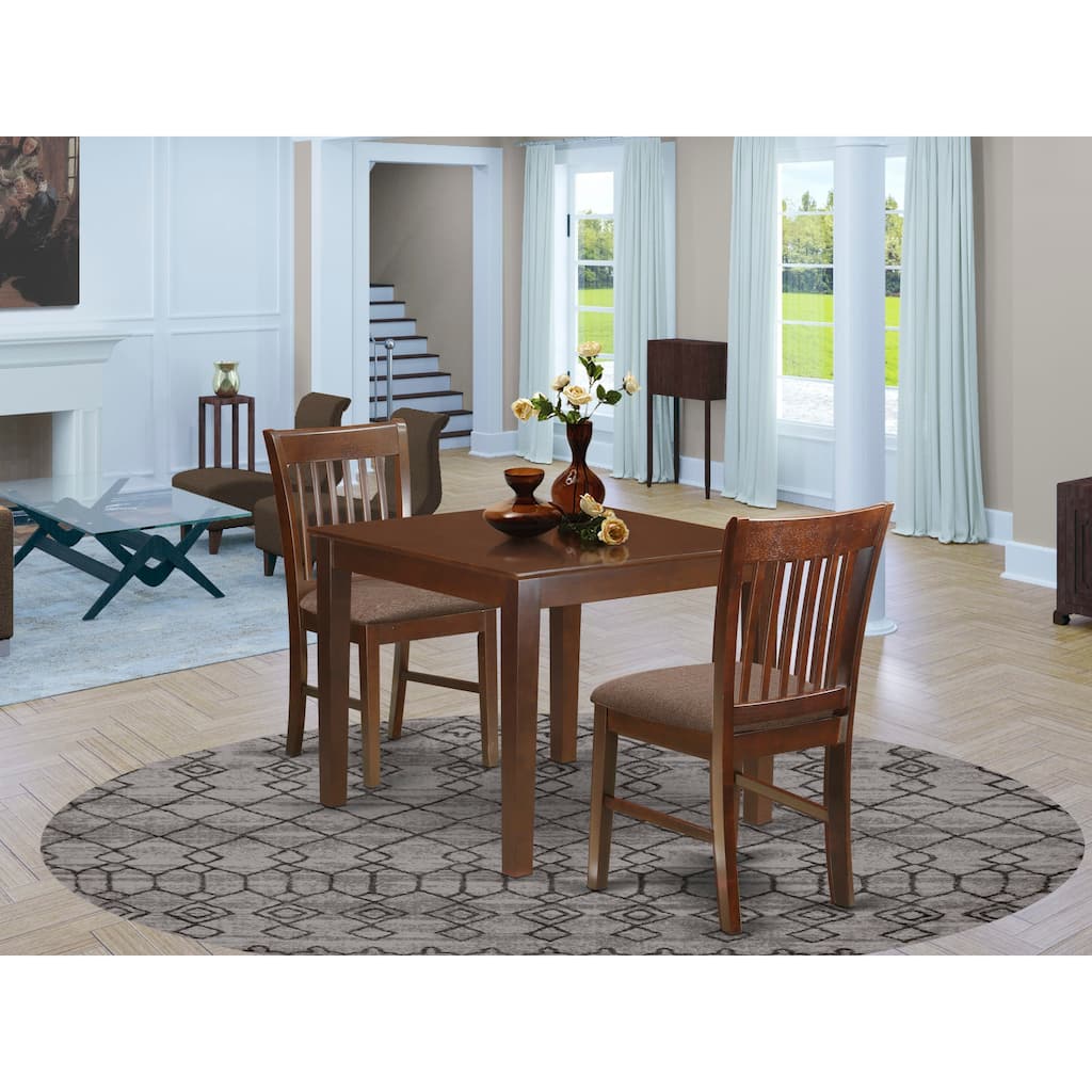 East West Furniture Dining Room Table Set Contains a Square Kitchen Table and Dining Chairs, Mahogany