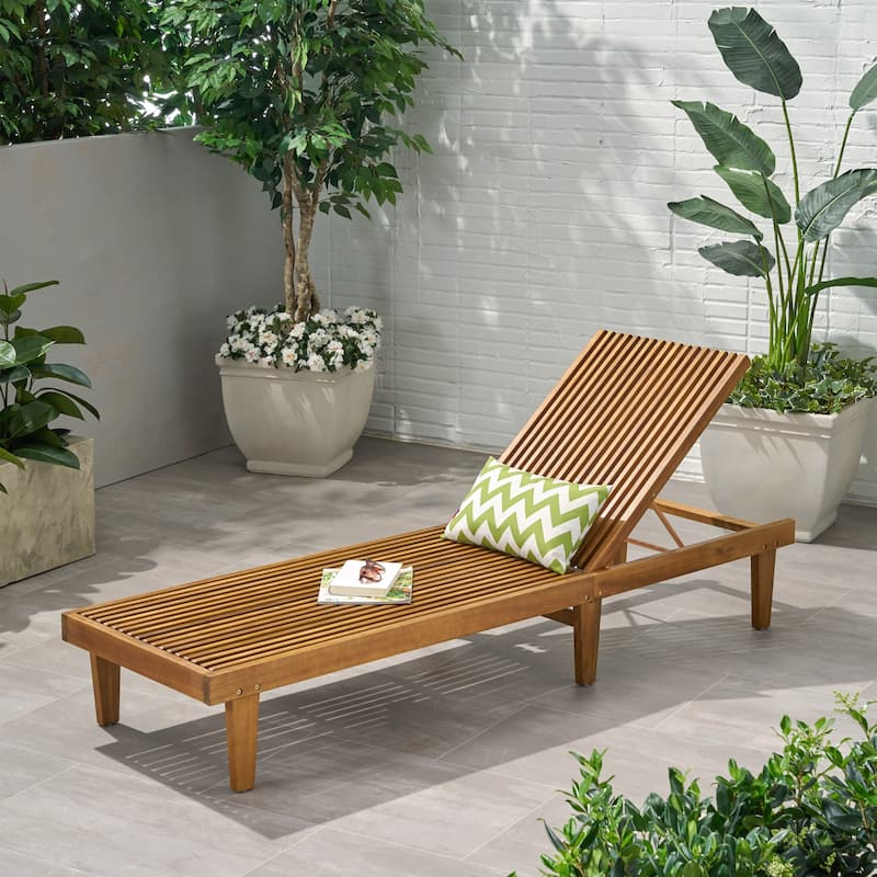 Nadine Outdoor Adjustable Wood Chaise Lounge by Christopher Knight Home - Teak
